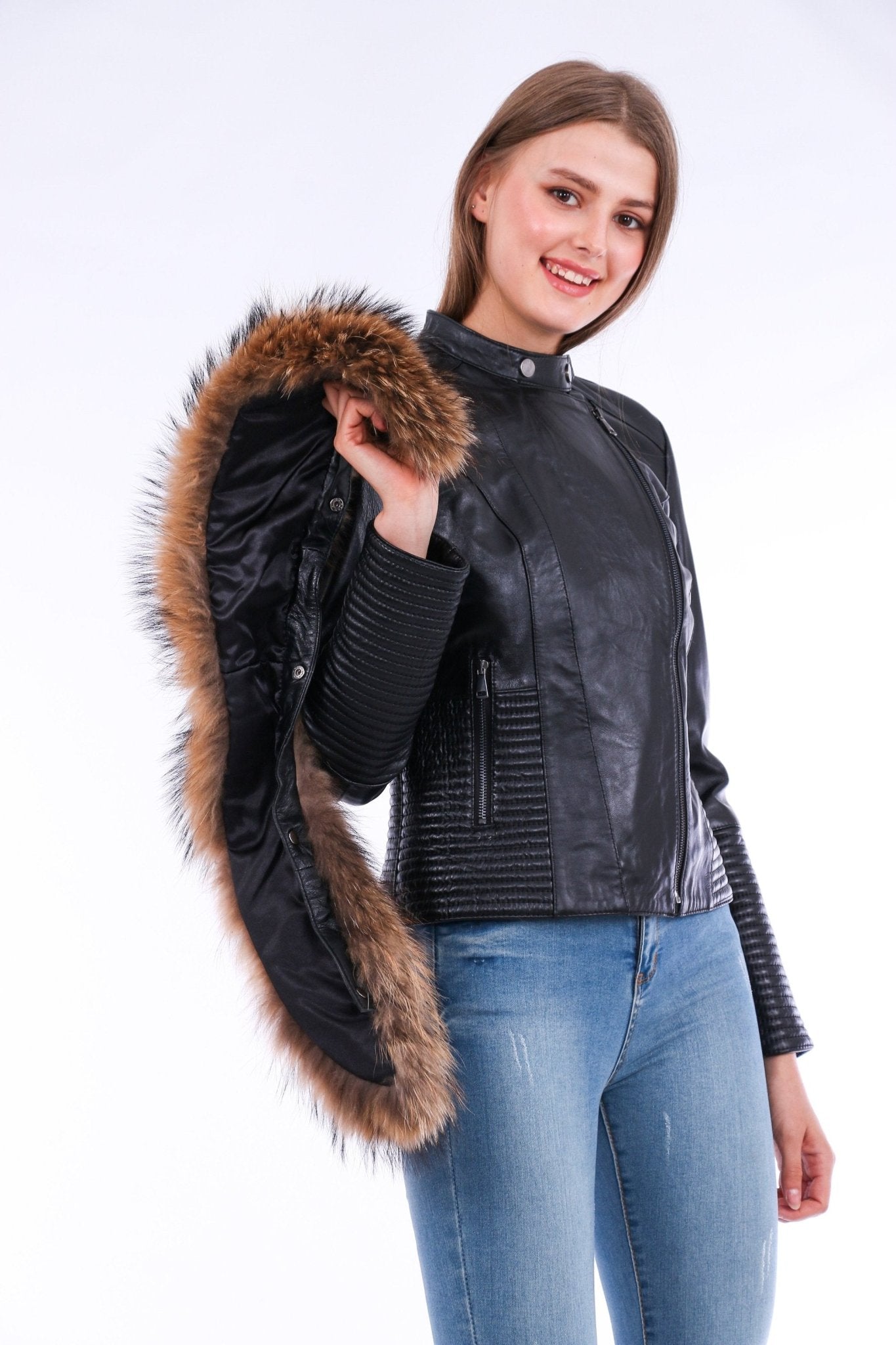Ravenna Black Leather Biker Jacket - Genuine Nappa Lambskin Motorcycle Jacket - Style Queenz