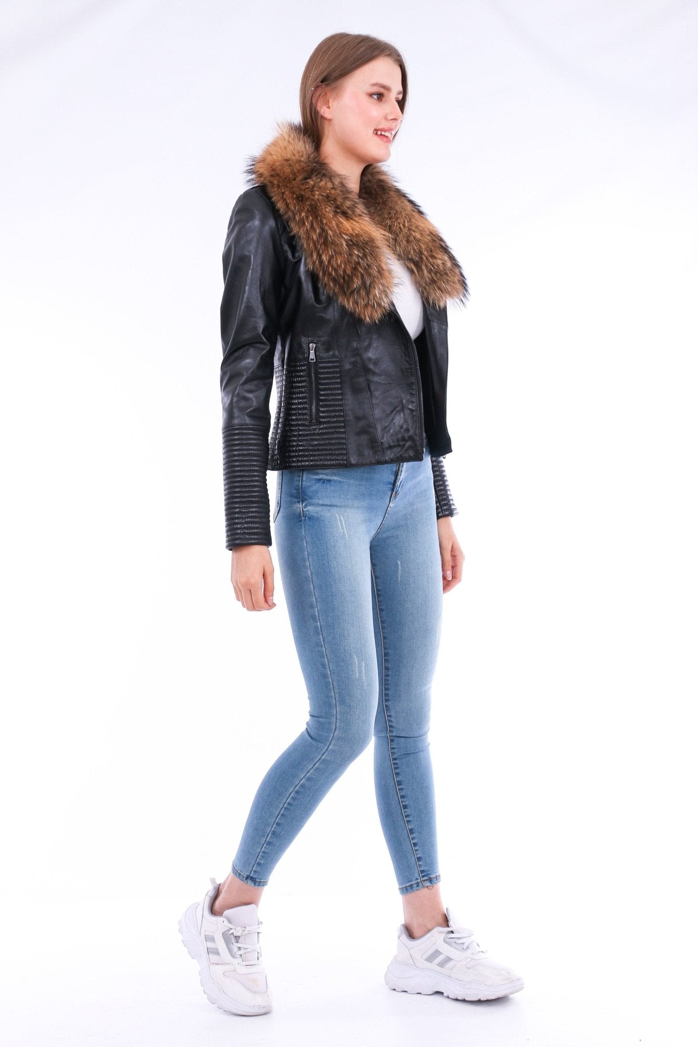 Ravenna Black Leather Biker Jacket - Genuine Nappa Lambskin Motorcycle Jacket - Style Queenz