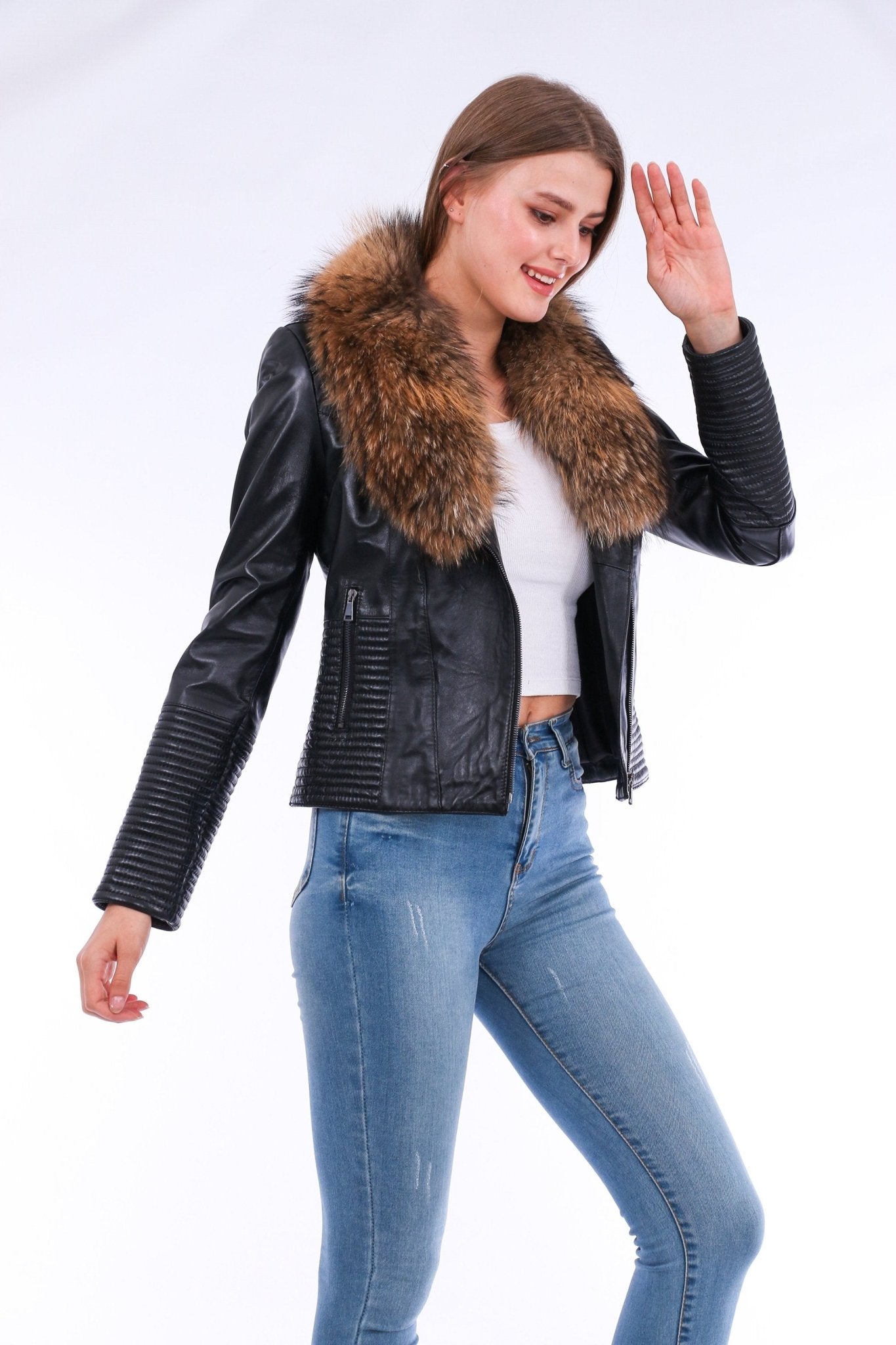 Ravenna Black Leather Biker Jacket - Genuine Nappa Lambskin Motorcycle Jacket - Style Queenz