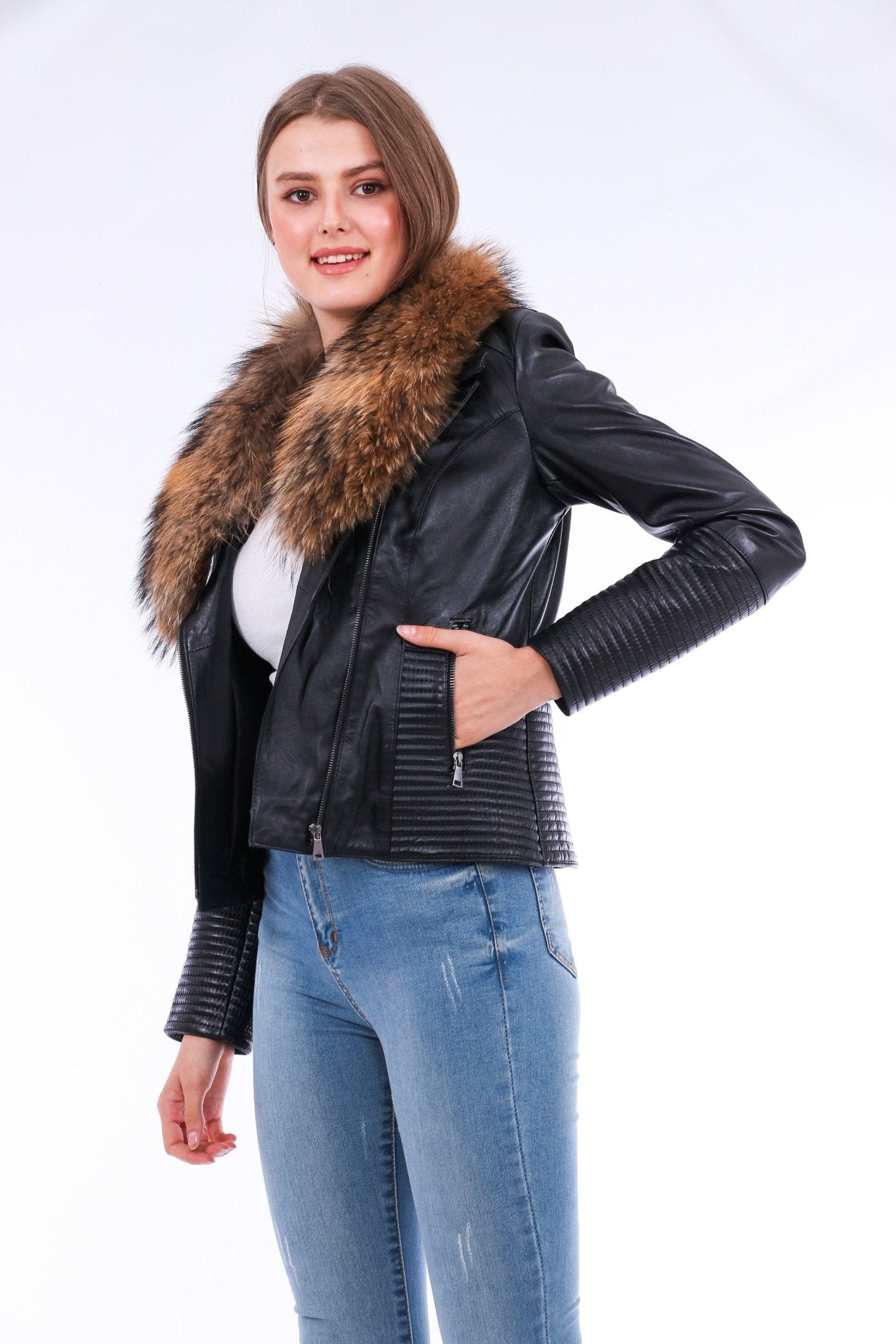 Ravenna Black Leather Biker Jacket - Genuine Nappa Lambskin Motorcycle Jacket - Style Queenz