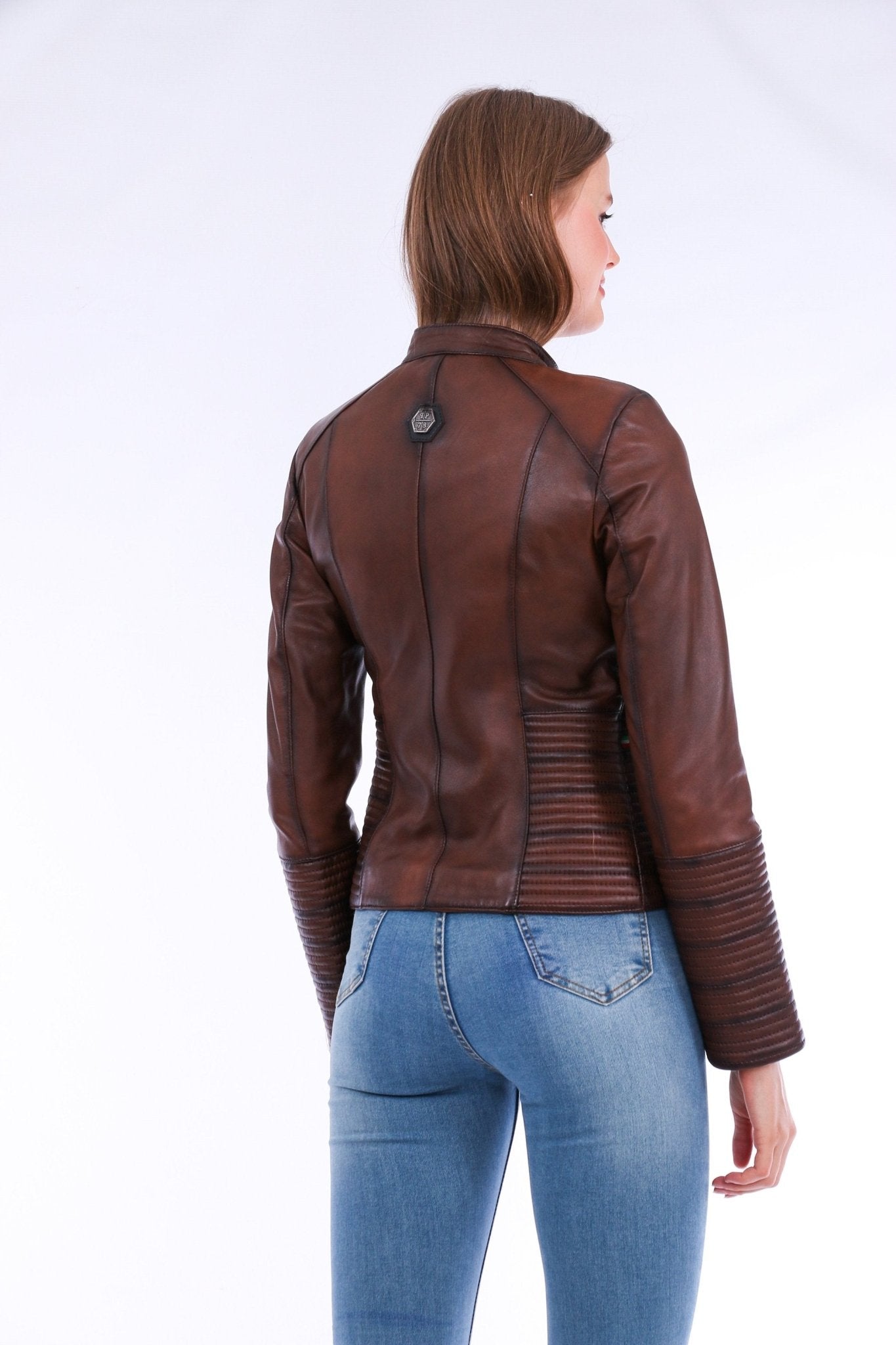 Ravenna Brown Leather Biker Jacket - Premium Nappa Lambskin Women's Motorcycle Jacket - Style Queenz