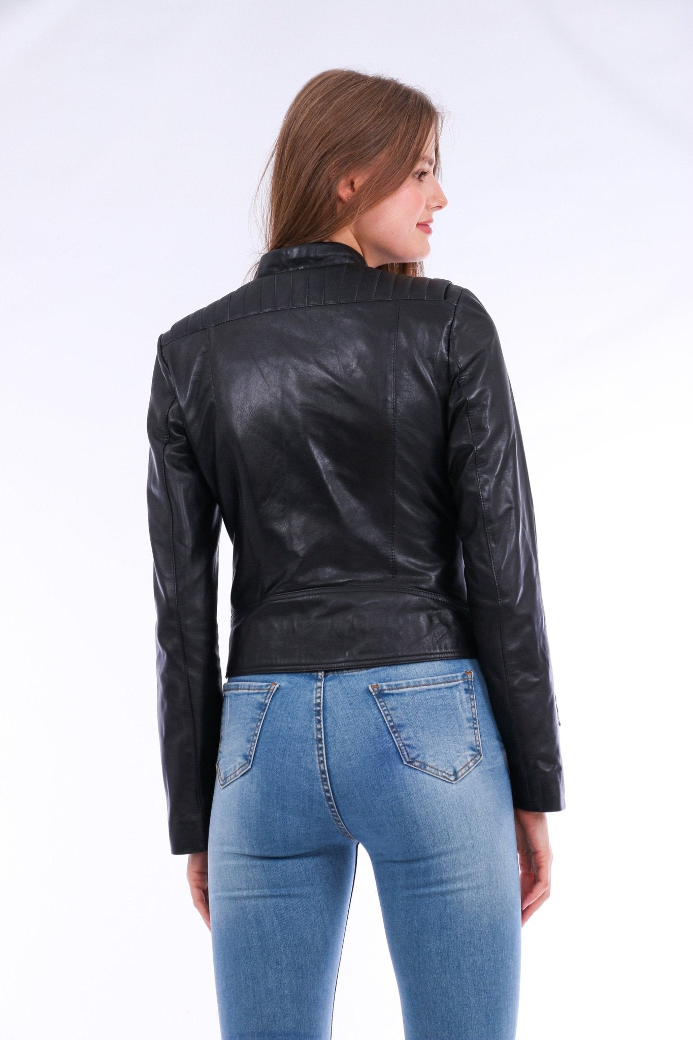 Rovigo Black Leather Biker Jacket - Women's Genuine Nappa Lambskin - Style Queenz