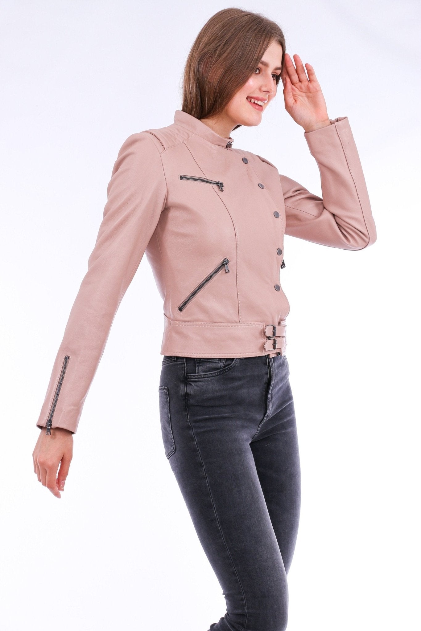 Rovigo Pink Leather Biker Jacket - Premium Women's Motorcycle Jacket - Style Queenz