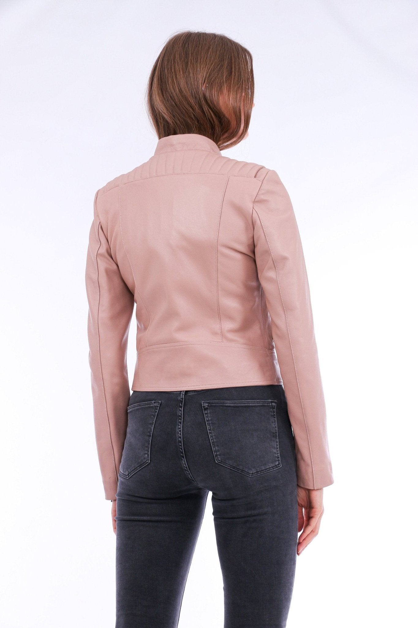 Rovigo Pink Leather Biker Jacket - Premium Women's Motorcycle Jacket - Style Queenz