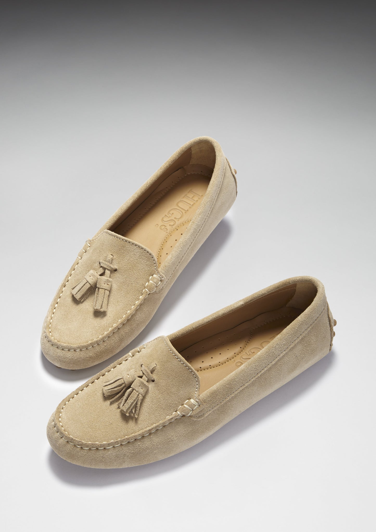 Women's Taupe Suede Tasselled Driving Loafers