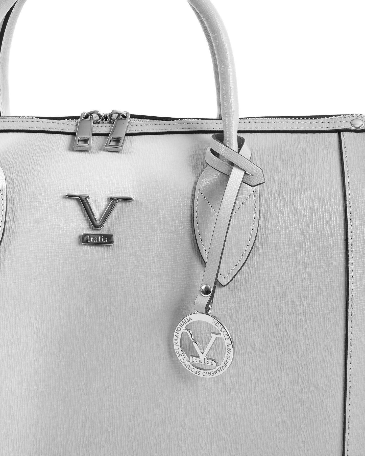 V Italia Grey Saffiano Leather Handbag - Italian Designer Bag V014 - S - Style Queenz