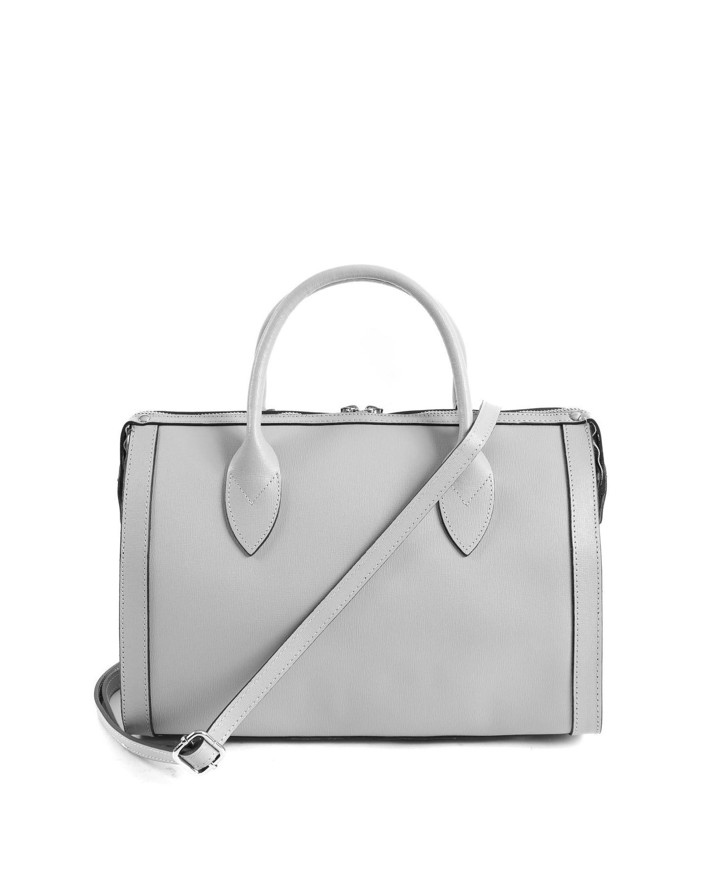 V Italia Grey Saffiano Leather Handbag - Italian Designer Bag V014 - S - Style Queenz