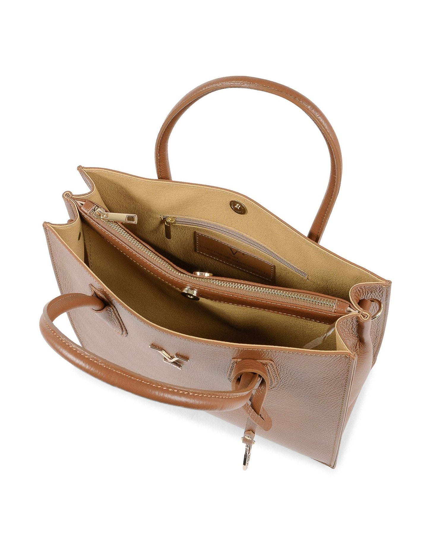 V Italia Tan Dollaro Leather Handbag - Caramello Style - 100% Italian Leather - Made in Italy - Style Queenz