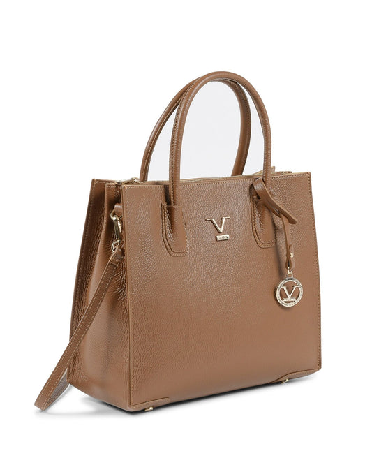 V Italia Tan Dollaro Leather Handbag - Caramello Style - 100% Italian Leather - Made in Italy - Style Queenz
