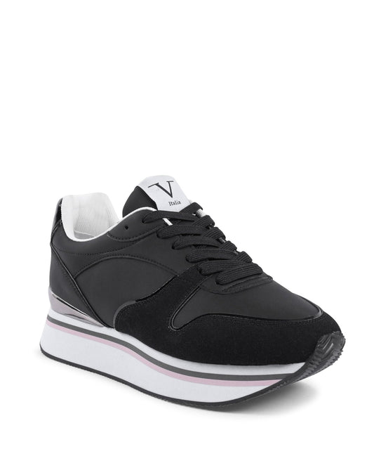 V Italia Women's Black Sneakers - Premium Synthetic Leather Casual Footwear - Style Queenz