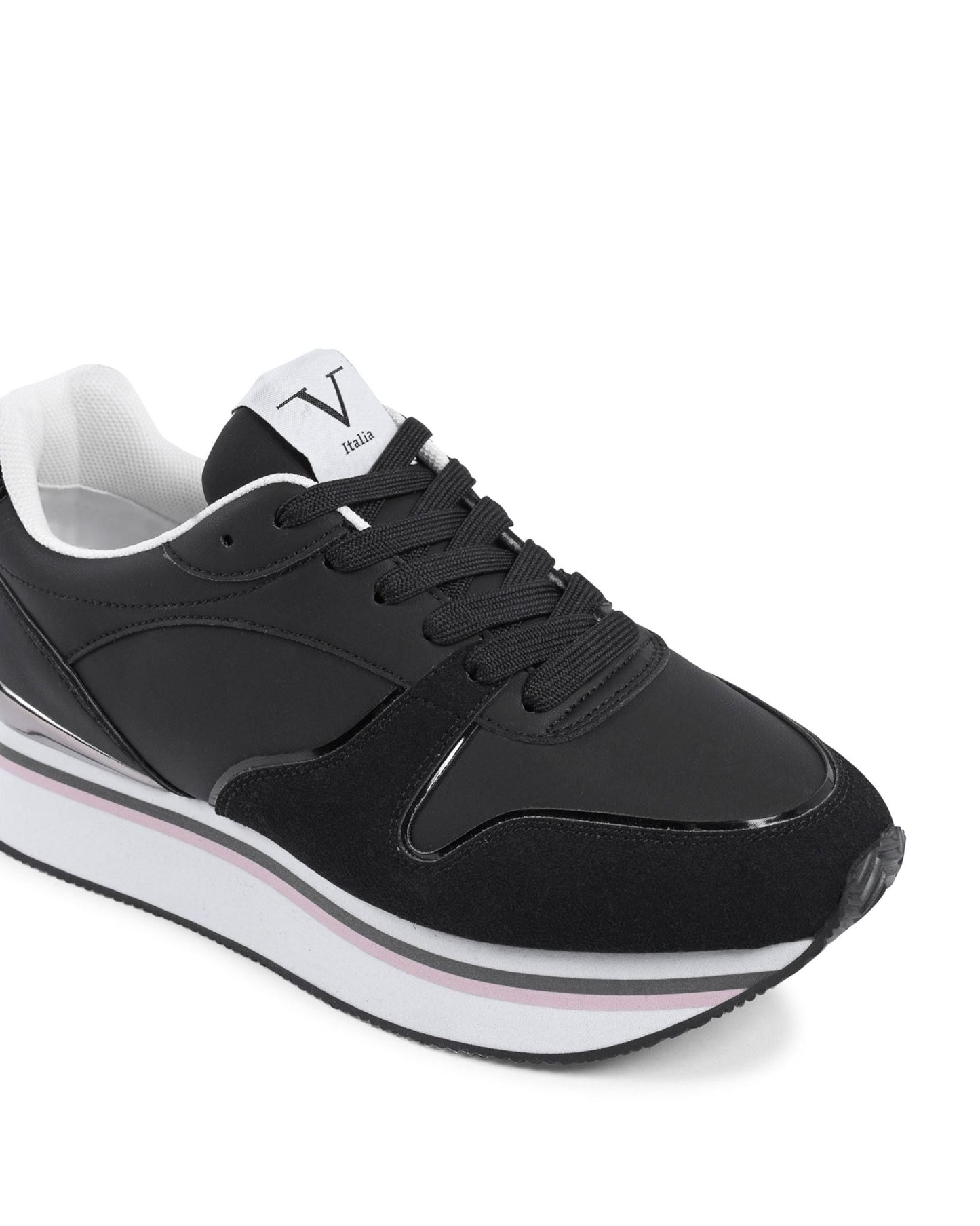 V Italia Women's Black Sneakers - Premium Synthetic Leather Casual Footwear - Style Queenz