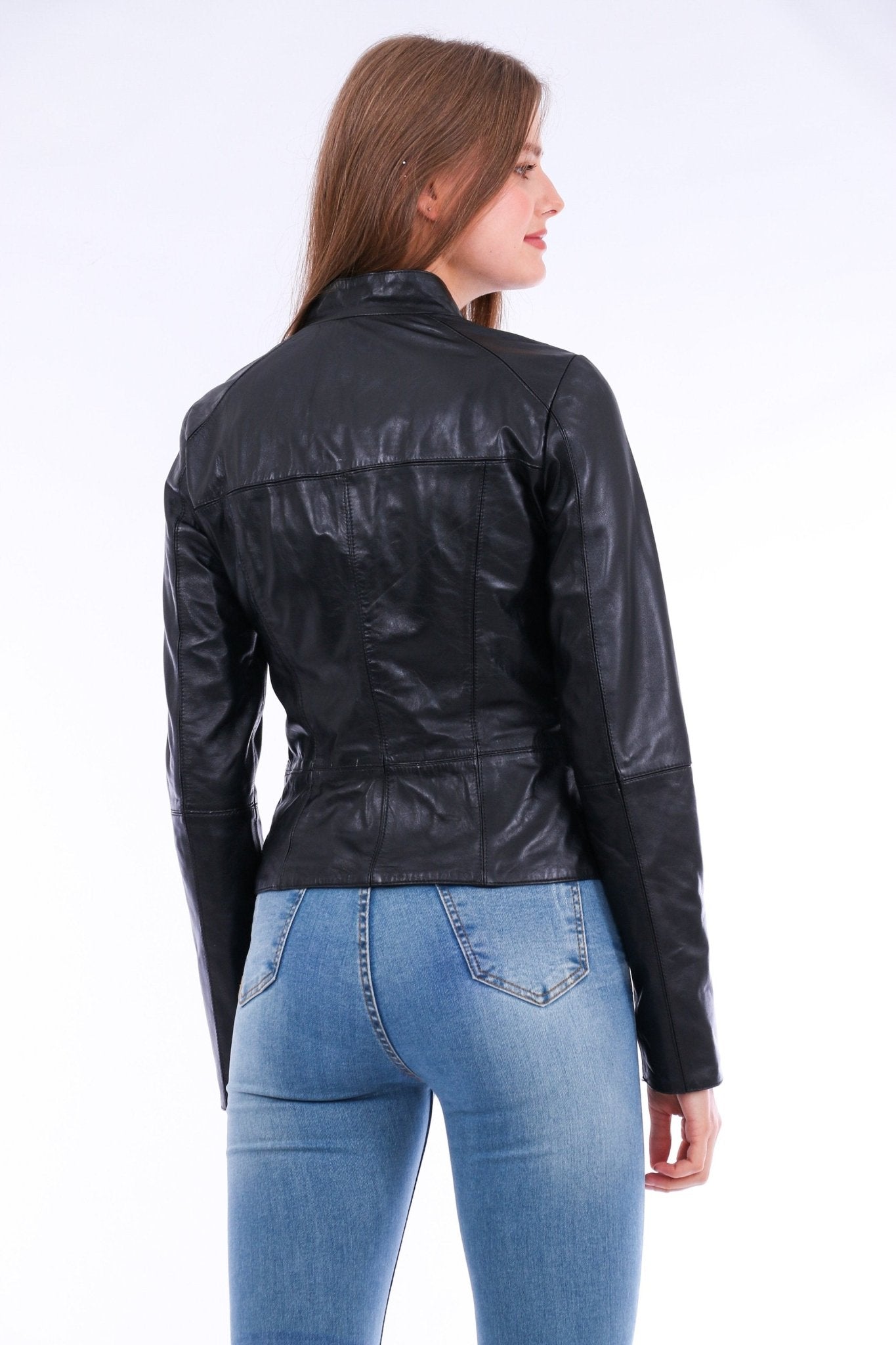 Venici Black Leather Biker Jacket - Premium Sheepskin Motorcycle Jacket - Style Queenz