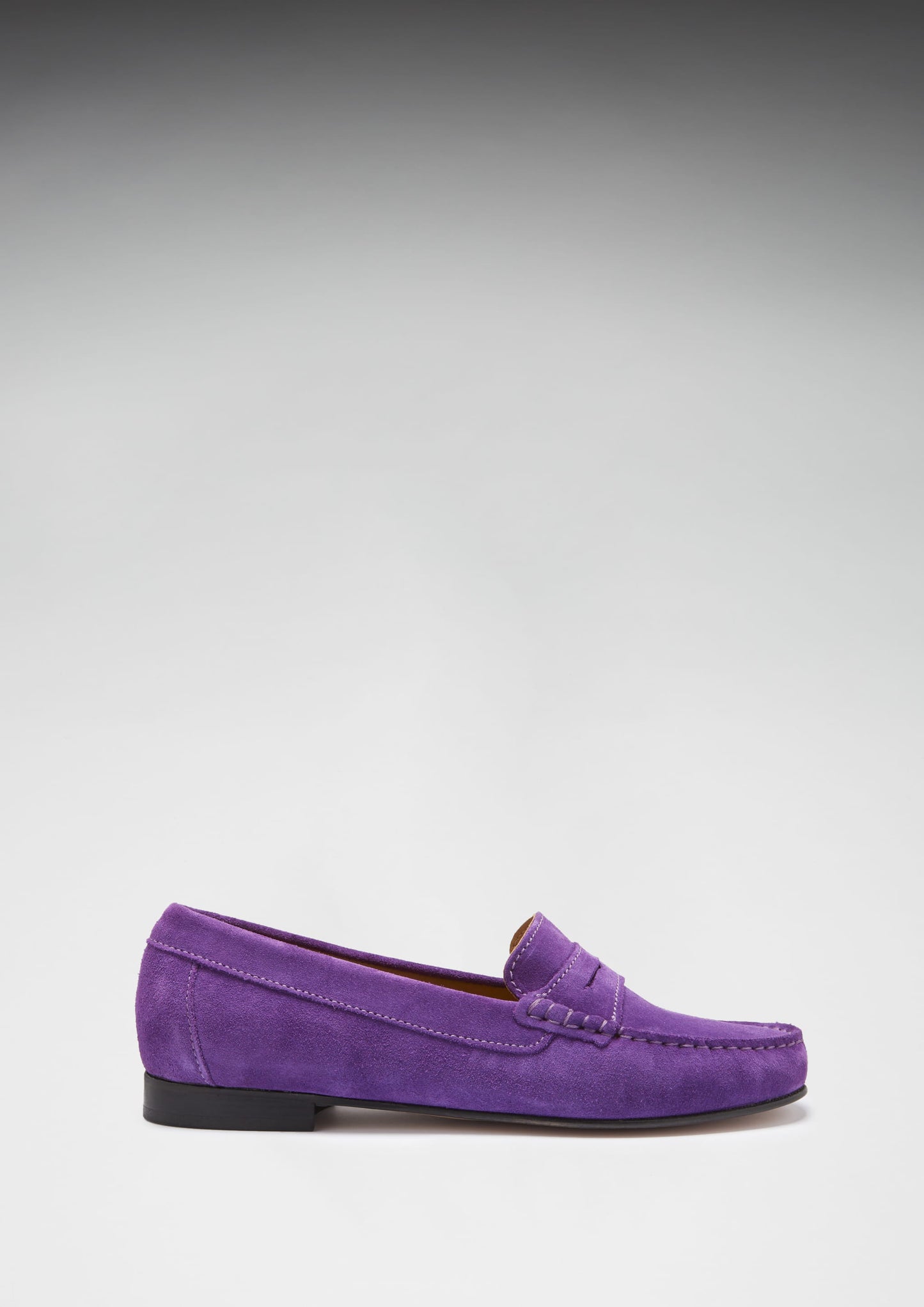 Purple Suede Penny Loafers - Women's Leather Sole
