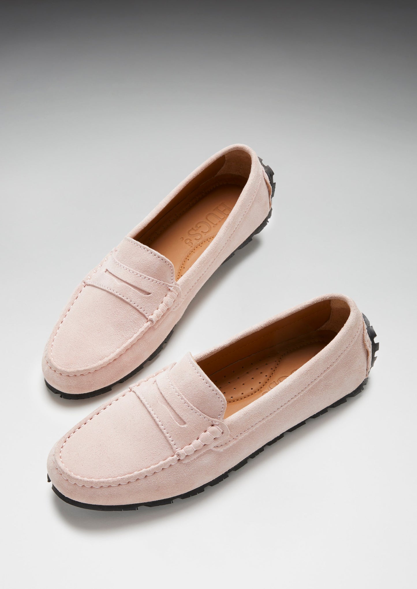 Ice Pink Suede Tyre Sole Penny Loafers - Women's