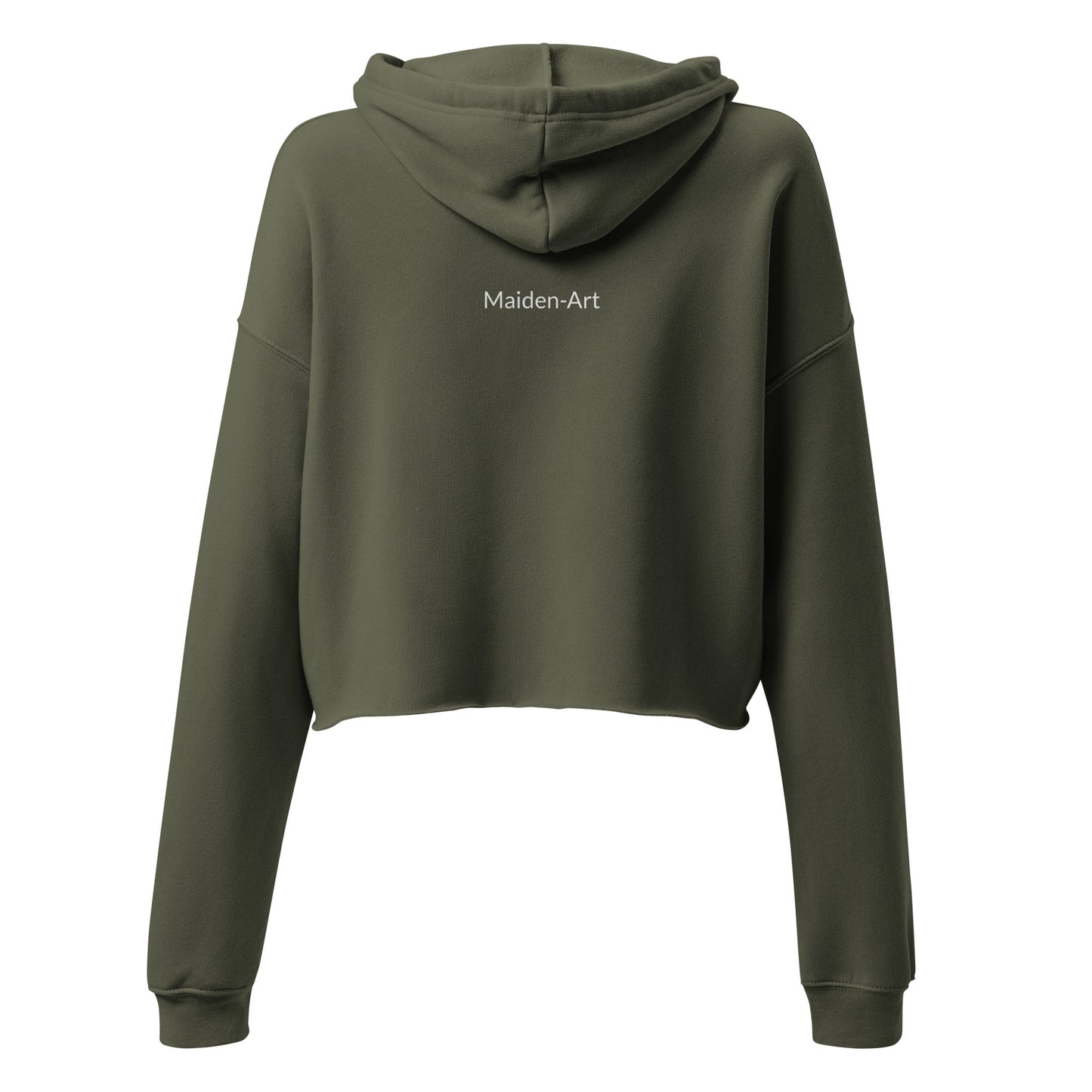 Green hoodie with 'Maiden-Art' branding on the back against a white background
