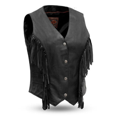 Women's Genuine Leather Fringe Vest - Premium Lambskin Motorcycle Style - Style Queenz