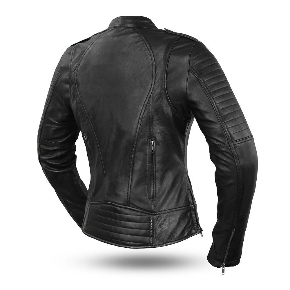 Women's Premium Leather Motorcycle Jacket - Biker Style Outerwear - Style Queenz