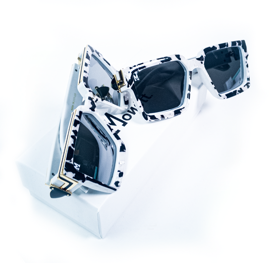 Sunglasses with a unique design on a white background