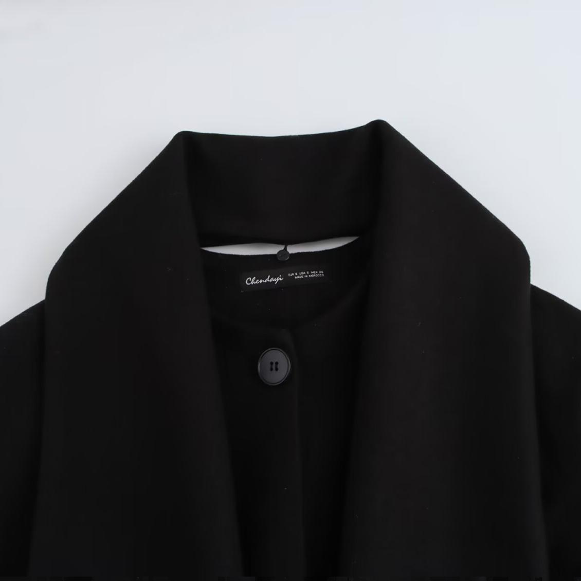 Women's Textured Scarf Collar Overcoat