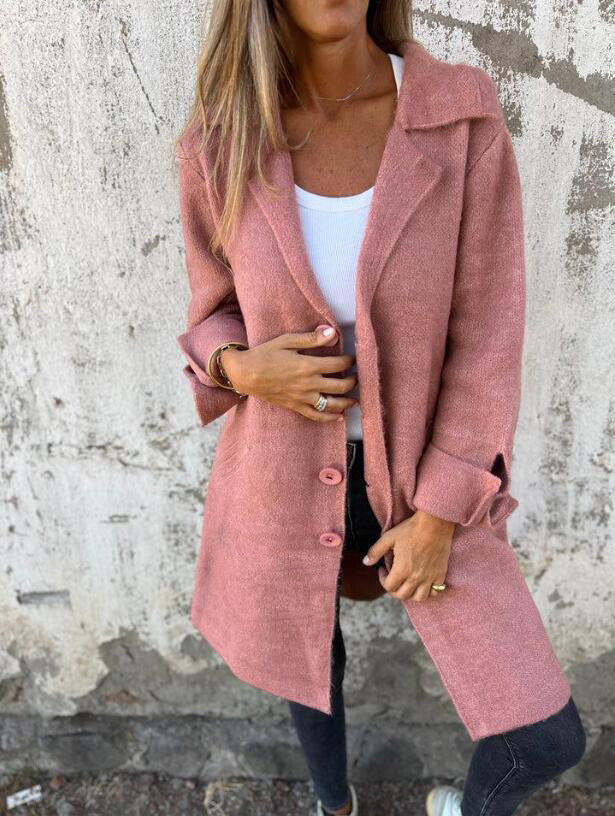 Women's Single Breasted Cardigan Coat with Pockets