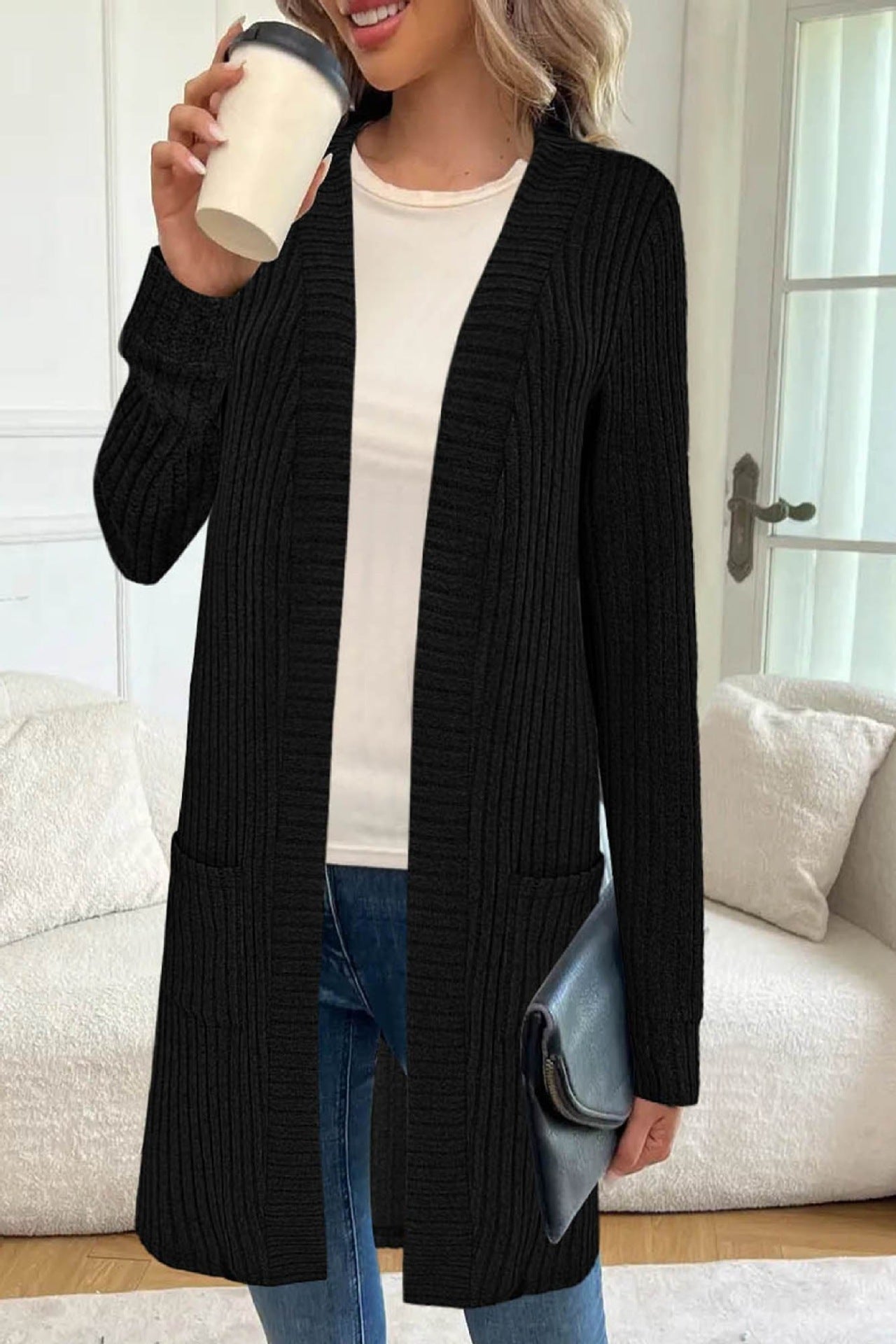Women's Knitted Cardigan Jacket with Pockets