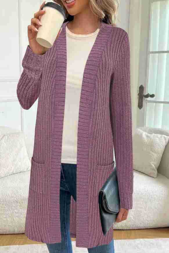 Women's Knitted Cardigan Jacket with Pockets