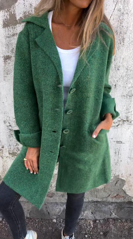 Women's Single Breasted Cardigan Coat with Pockets