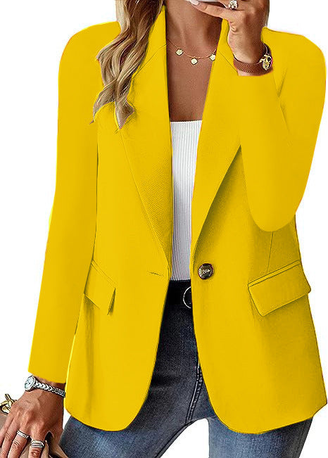 Women's Solid Color Blazer Jacket - Long Sleeve