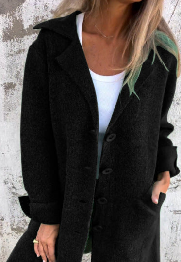 Women's Single Breasted Cardigan Coat with Pockets