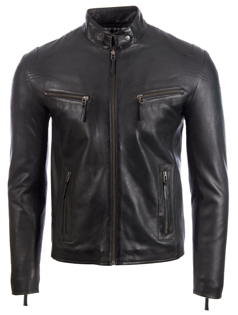 Men's Designer Biker Jacket | Genuine Leather Black
