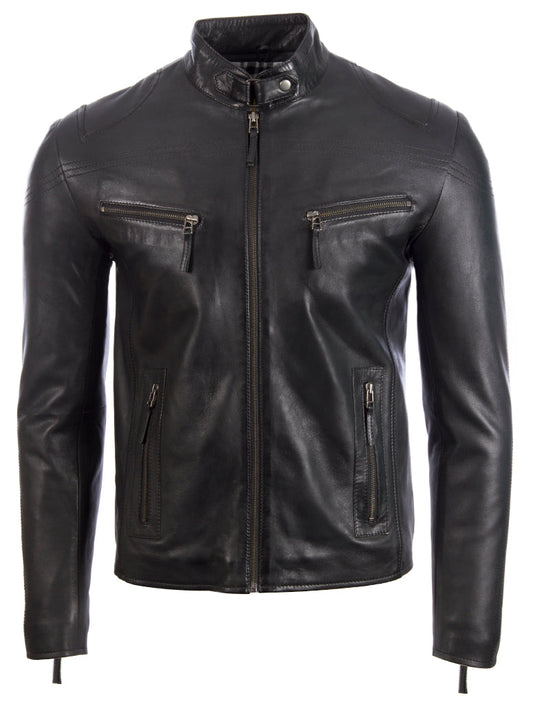 Men's Designer Biker Jacket | Genuine Leather Black