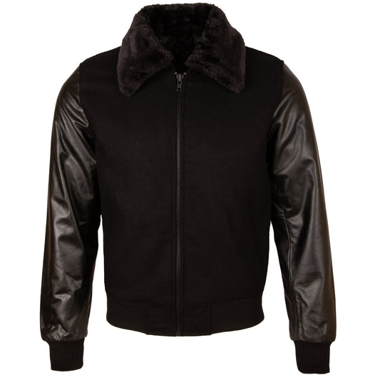 Men's Wool & Leather Varsity Bomber Jacket