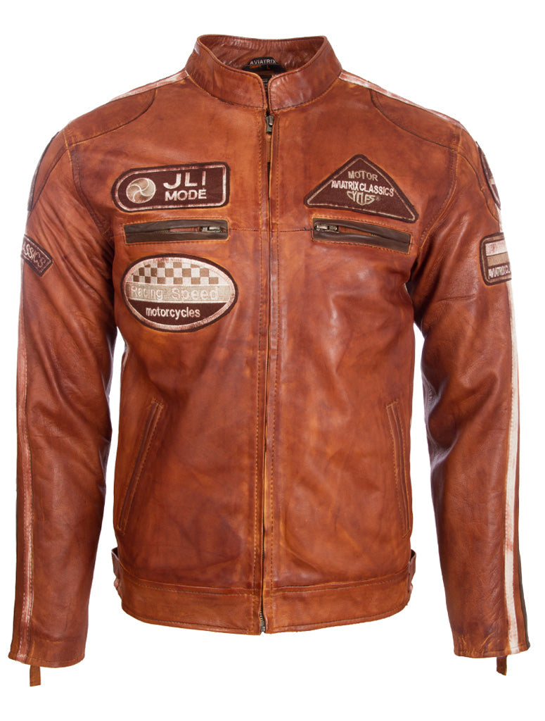 Men's Racing Biker Jacket - Sheepskin Nappa Leather