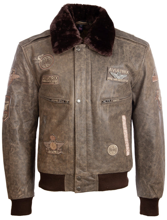 Men's Desert Tan Leather Air Force Bomber Jacket