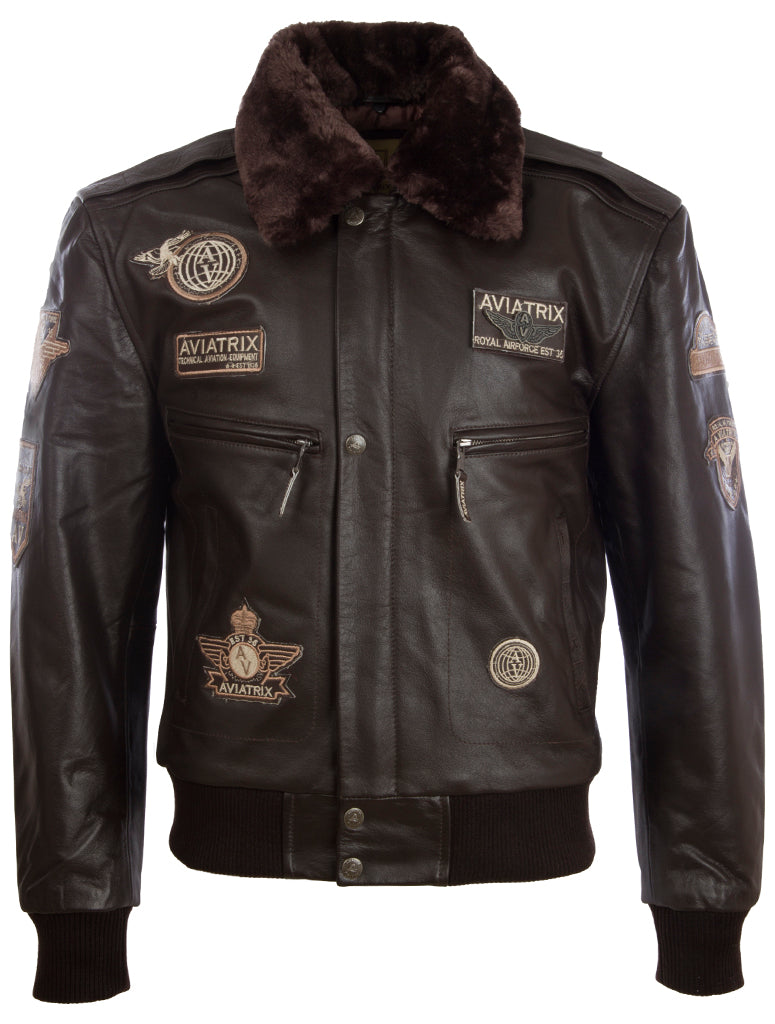 Men's Brown Leather Air Force Bomber Jacket