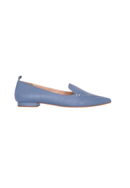Blue loafer shoe on a white background