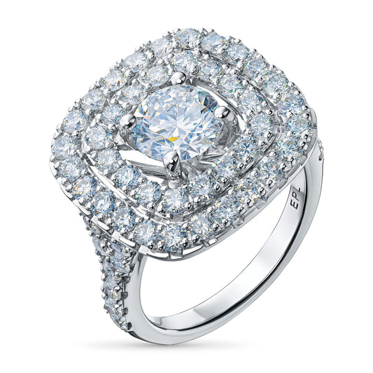 14K White Gold Ring with 57 Round - Cut Lab - Created Diamonds 3.514 CT.TW - Style Queenz