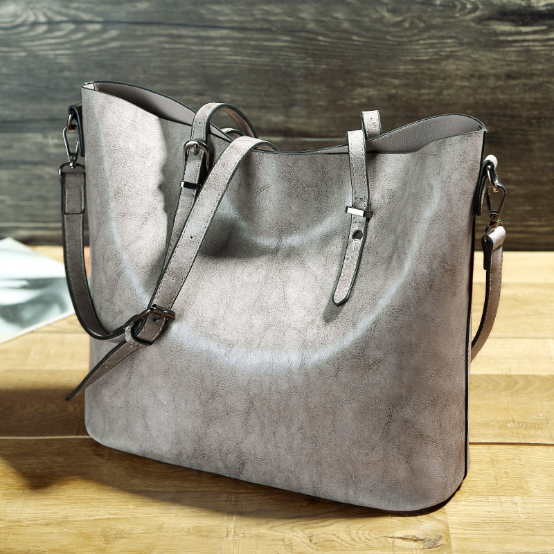 Women's Leather Messenger Tote Bag
