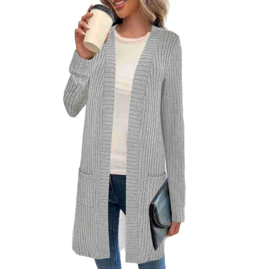 Women's Knitted Cardigan Jacket with Pockets