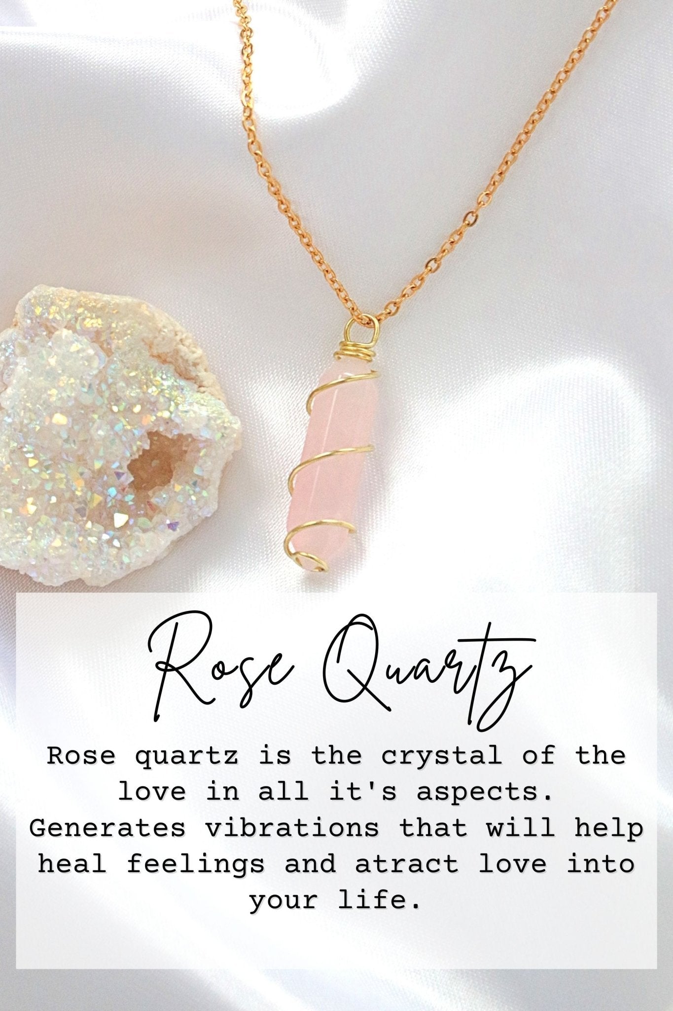 18K Gold Natural Crystal Healing Necklace - Double Ended Hand Wired Gemstone Jewelry - Style Queenz