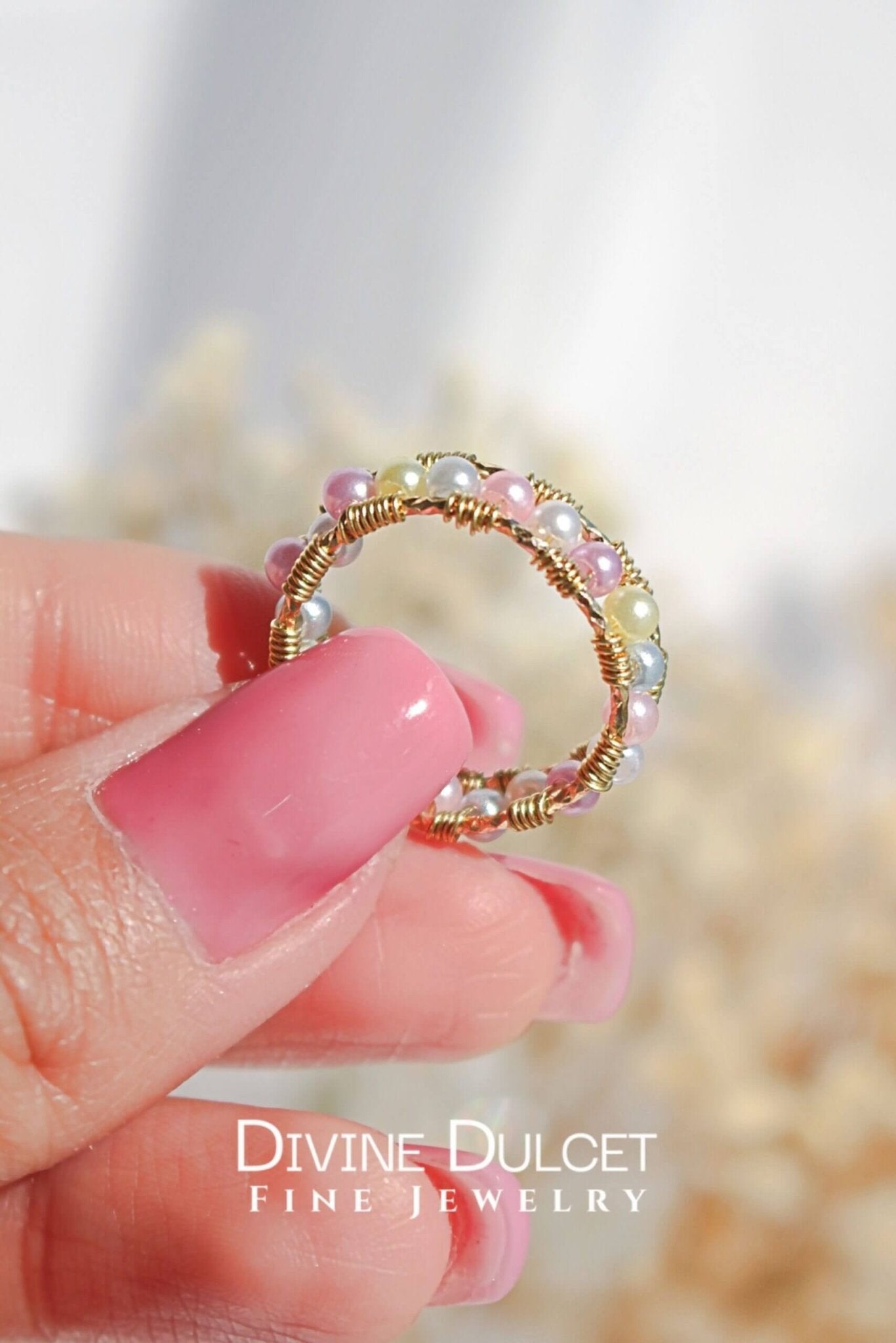 18K Gold Pastel Rainbow Hand Wired Band Ring - Adjustable Handmade Designer Ring - Style Queenz