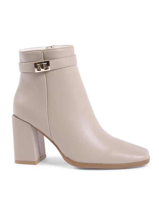 19V69 Italia Beige Ankle Boots - Women's X730 Designer Heeled Boots 9cm - Style Queenz