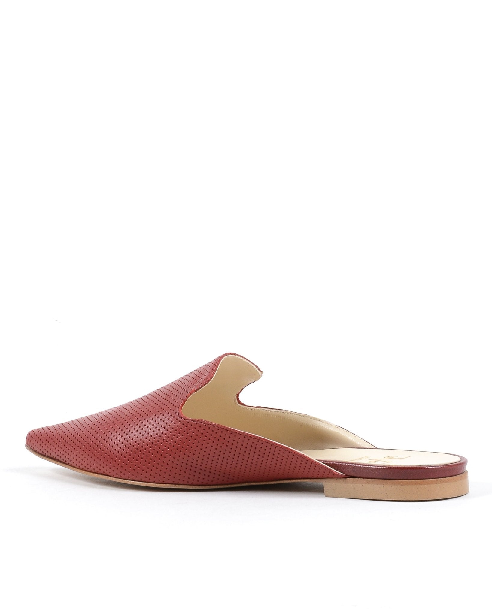 19V69 Italia Red Leather Slide - Italian Designer Flat Sabot - Style Queenz