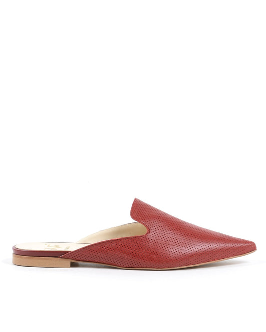 19V69 Italia Red Leather Slide - Italian Designer Flat Sabot - Style Queenz