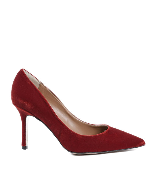19V69 Italia Red Velvet Pump - Italian Designer High Heel 8.5cm - Style Queenz
