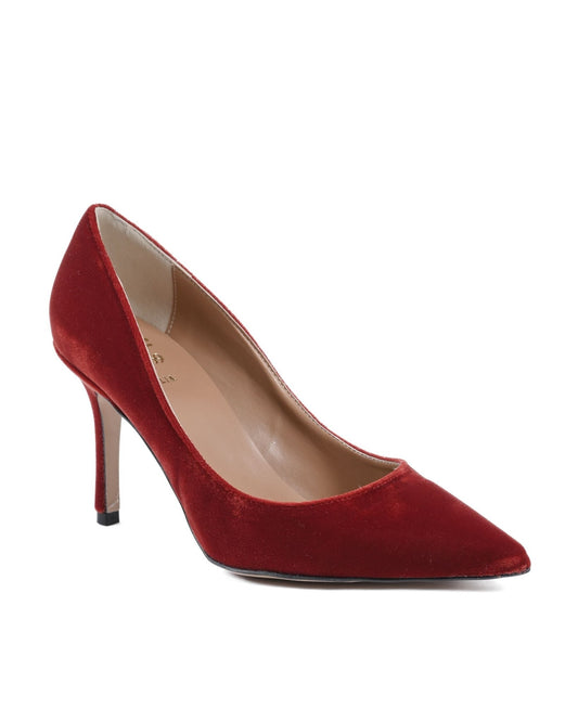 19V69 Italia Red Velvet Pump - Italian Designer High Heel 8.5cm - Style Queenz