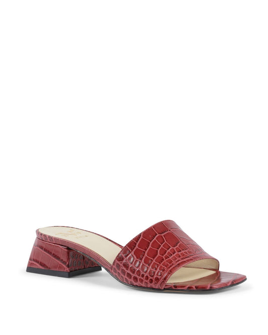 19V69 Italia Women's Bordeaux Crocodile Leather Sandals - 4cm Heel - NEPER COCCO Style - Made in Italy - Style Queenz