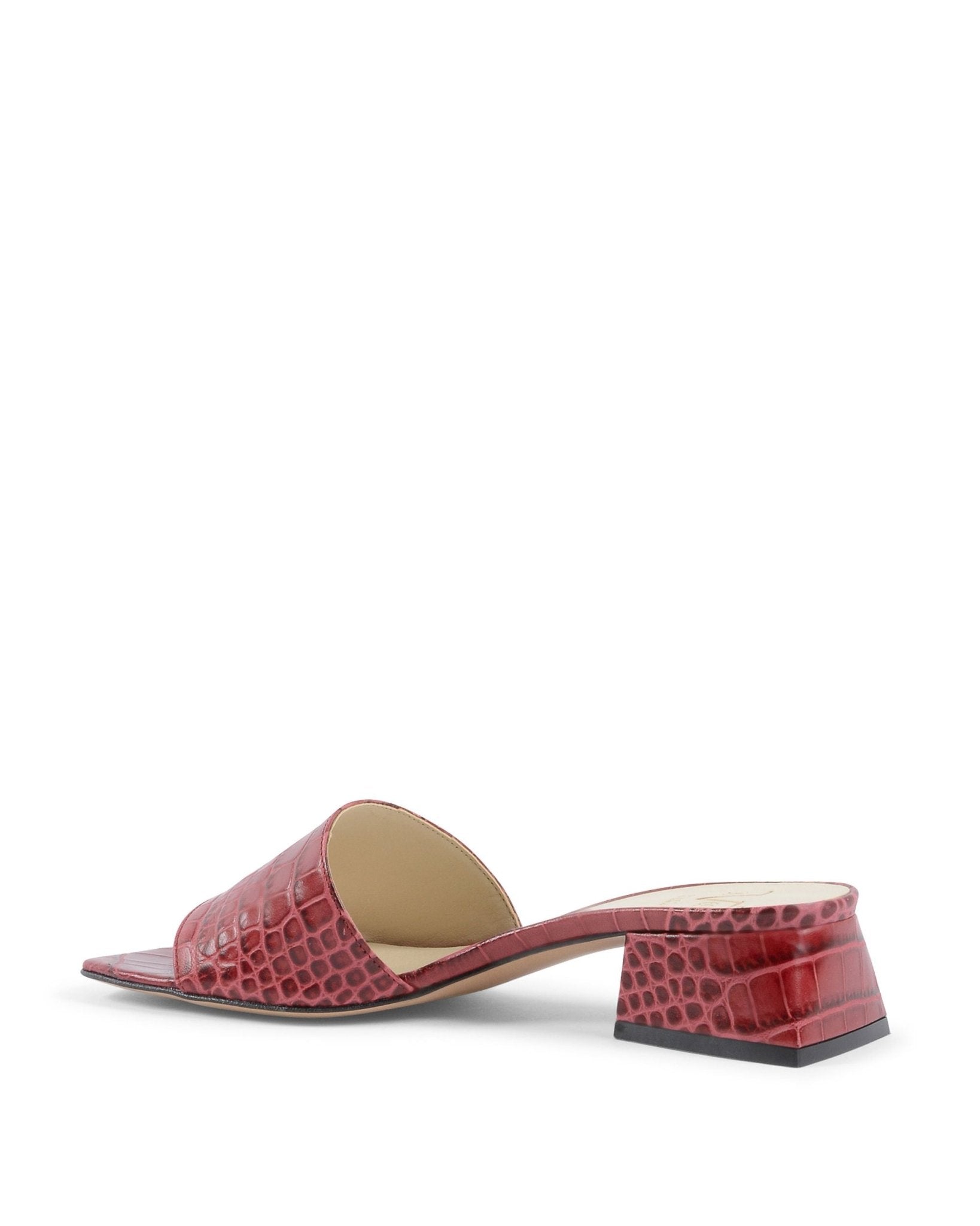 19V69 Italia Women's Bordeaux Crocodile Leather Sandals - 4cm Heel - NEPER COCCO Style - Made in Italy - Style Queenz