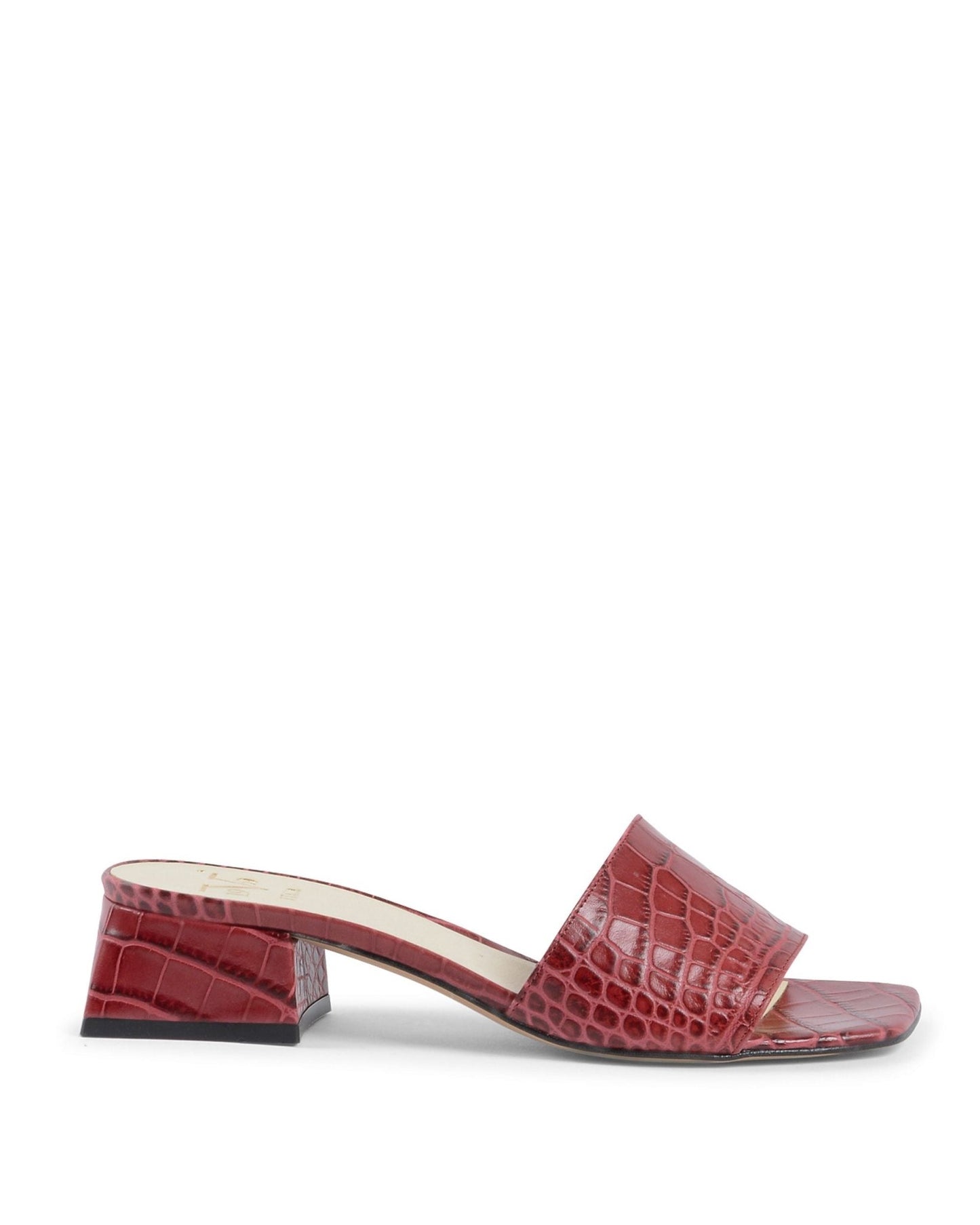 19V69 Italia Women's Bordeaux Crocodile Leather Sandals - 4cm Heel - NEPER COCCO Style - Made in Italy - Style Queenz