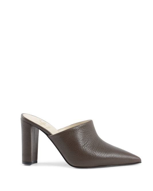 19V69 Italia Women's Dark Brown Leather Mule Sandals - Italian Designer Heels 9cm - Style Queenz